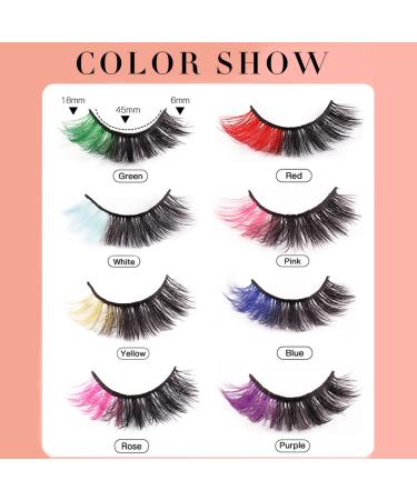 Uranian Colored 8D Russian False Eyelashes - 8 Pairs of Fluffy Faux Mink Lashes for Women & Girls | Colorful Extension EyeLashes for Volume & Drama - Buy Online on GoSupps.com