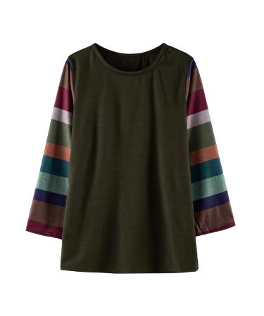 Teen Girls Green Striped T-Shirt | Long Sleeve Casual Sweatshirt | Fall Blouse 10-11 Years - Buy Online on GoSupps.com