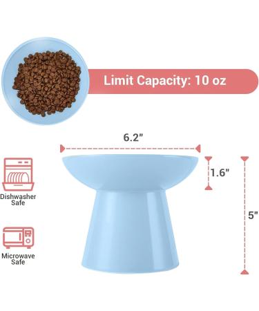 CEEFU Extra Wide Elevated Cat Bowls - Ceramic Cat Food Bowl 6.2" Raised Cat Food Bowls Elevated Shallow Cat Food Dish Whisker Fatigue Lead & Cadmium Free 5" Good Height for Cat Feeding Blue Baby Blue - Buy Online on GoSupps.com