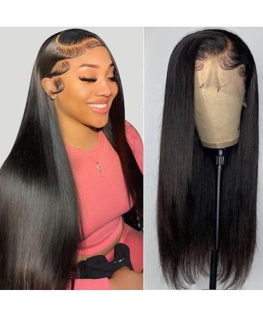 13x6 Lace Front Wigs Human Hair Pre Plucked with Baby Hair 180% Density Straight HD Transparent Lace Frontal Glueless Wigs for Black Women Human Hair Bleached Knots No Shedding Full And Thick 26 Inch 26 13 6 HD Lace Fron...