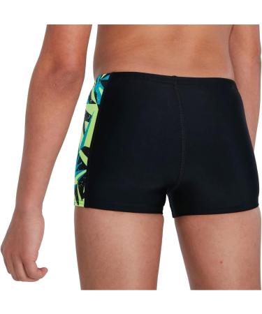 Speedo Hyperboom Panel Swim Shorts for Boys - 13 Years - Black/Pool/Bright Zest | International Shipping Available - Buy Online on GoSupps.com