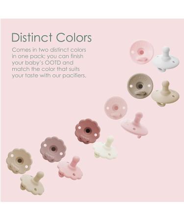 Ali+Oli Original Round Pacifier Set - Oat & Coco | Set of 2 BPA-Free Silicone Newborn Pacifiers | Baby Binkies with Concaved Shield | Compatible with Holder Clips - Buy Online on GoSupps.com