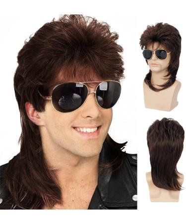 vreplrse Realistic Vintage Wig for Men Comfortable and Durable Materials Fiber Halloween Costume Wig Cover Party Wig Disco Red Brown - Buy Online on GoSupps.com