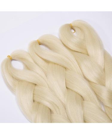 One Piece Braiding Hair Extensions Synthetic 24 Inch 100g Crochet Hair Braid Heat-Resistant - Bleach Blonde - Buy Online on GoSupps.com