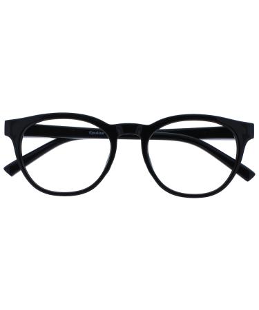 Opulize Blu - Reading glasses Blue light filter cool round frame spring hinges improve the sleep computer gaming anti -reflective men B5 +0.00 diopters black