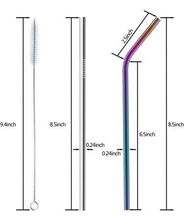 Estefanlo Reusable Stainless Steel Straws Multicoloured Metal Drinking Straws Reusable Straws 8.5 inch with Cleaning Brush for Tumblers Cold Beverage (Set of 8) (Colorful-8 pcs) - Buy Online on GoSupps.com