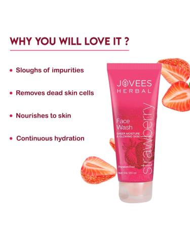 Jovees Herbal Strawberry Face Wash Deep Moisturising Facewash Normal to Dry Skin Paraben & Alcohol Free 120 ML (Pack of 2) 4.06 Fl Oz (Pack of 2) - Buy Online on GoSupps.com