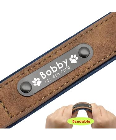 Personalized Didog Soft Padded Leather Dog Collar with Engraved Name Tag - Perfect for Small & Medium Dogs | Custom Size XL (40-50 cm) - Brown - Buy Online on GoSupps.com