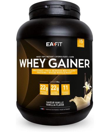 WHEY GAINER EAFIT Muscle Gain and Calorie Intake 22g Whey Protein + 22g Carbohydrates + 11Vitamins Per Shaker Vanilla 750g Ideal for Sports such as Bodybuilding