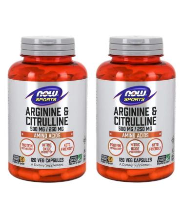 Now Foods Sports Arginine & Citrulline 500 mg /250 mg 120 Veg Capsules