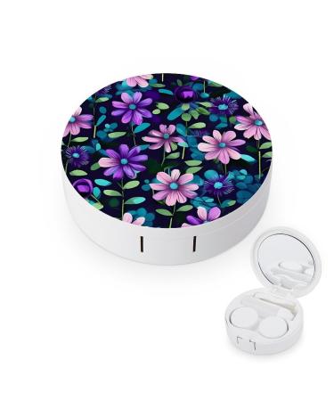 Contact Lens Case Purple Camellia Print Plastic Contact Lens Case contact Lens Care Box ontact Lens Travel Box