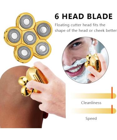 Head Shavers for Bald Men - 6 in 1 Rechargeable 4D Electric Shaver & Trimmer - Golden Razor Clip with Box - Buy Online on GoSupps.com