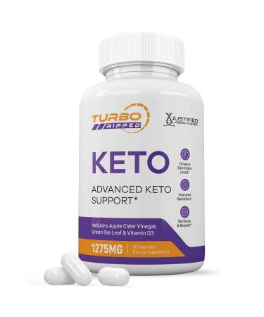 Turbo Ripped Keto ACV Pills 1275MG Keto Support Blend Capsule Alternative to Keto ACV Gummies Formulated with Apple Cider Vinegar Extra Virgin Olive Oil Powder Green Tea Leaf 60 Capsules