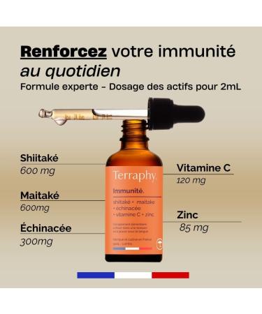  Terraphy Shiitake Maitake Echinacea Vitamin C & Zinc - 30-Day Mushroom-Based Immunity Treatment - Strengthens Natural Defenses and Vitality - Ultra-Effective Organic Liquid Formula - Made in France - Buy Online on GoSupps.com