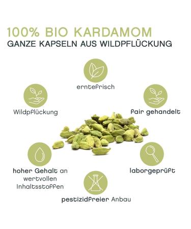 Premium Organic Wild Green Cardamom Whole & Capsules - Handpicked 100g | Pfefferdieb - International Shipping - Buy Online on GoSupps.com
