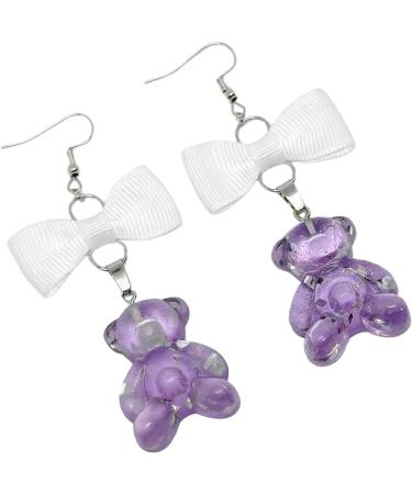 Feyley Fashion Bowknot Earrings | Colorful Resin Dripping Bear Trailer Danglers | Unique Cartoon Sweets Jewelry Gift - Buy Online on GoSupps.com