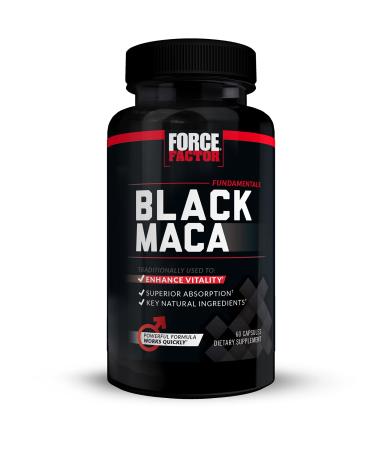 Black Maca Root Vitality Supplement for Men with Superior Absorption and Power, Natural Maca Negra Extract, Fundamentals Series, 1000mg, Force Factor, 60 Capsules