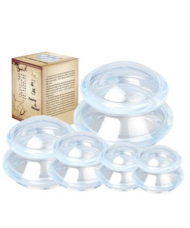 Cupping glass silicone cupping therapy set cellulite remote massage device 5pcs cups cup glass anti -aging anti -cellulite cup for face and whole body (5pcs) 5 piece assortment
