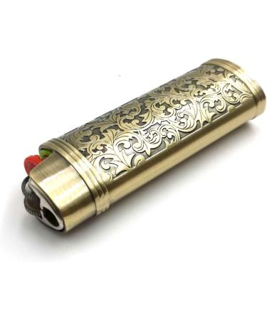 Lucklybestseller Metal Lighter Case Cover Holder Vintage Floral Stamped for BIC Full Size Lighter J6 Brozne - Buy Online on GoSupps.com