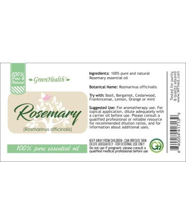 GreenHealth Rosemary Essential Oil 100% Pure 1oz (30ml) - Buy Online on GoSupps.com