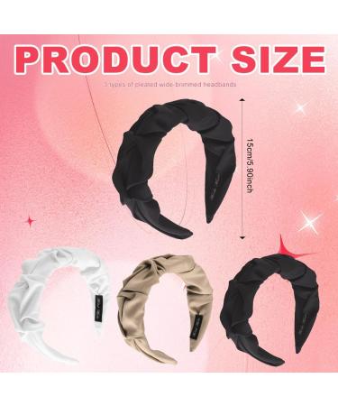 Hair Band Women Leopard Print Solid Colour Wide Edge Hairband/Ruffled Wide Edge Hairband Vintage Beautiful Headband Hair Accessories Headband Elastic Head Wrap Cute Hair Accessories (B-3) - Buy Online on GoSupps.com