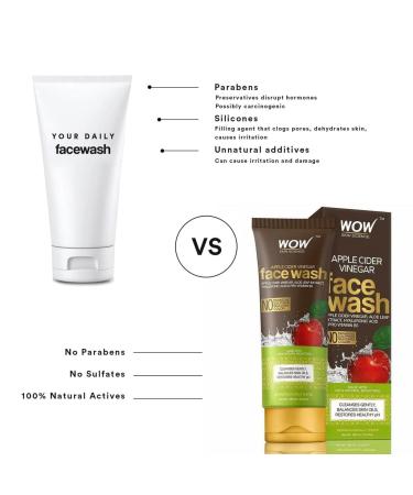 WOW Skin Science Apple Cider Vinegar Face Wash Gel - Deep Pore Cleanser for Smooth Skin Blackhead Removal & Acne Reduction - Daily Facial Cleanser for All Ages - 100ml - Buy Online on GoSupps.com