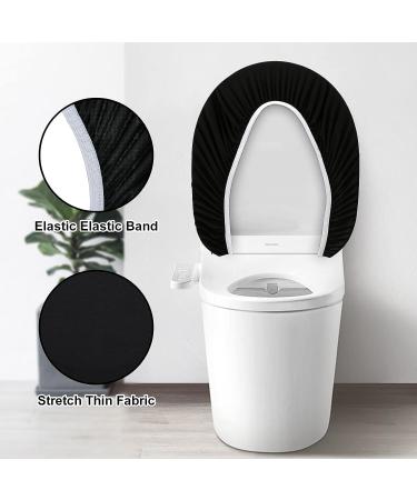 Stretch Spandex Washable Black Toilet Lid Cover - Elastic Bottom Seat Protector - Buy Online on GoSupps.com