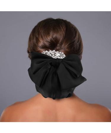 Minkissy Women Hair Clips Black Elastic Bowknot Snood Net Barrette Large Bow Hair Net Bow Knot Hair Clip Bun Cover Hairpin for Lady Women Ribbon Bow Hair Decoration Black Girl Hair Accessories - Buy Online on GoSupps.com