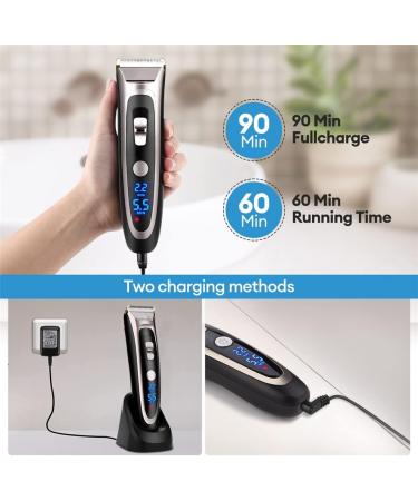 Hair Clippers for Men Professional Digital Hair Trimmer Rechargeable Electric Hair Clipper Men's Cordless Haircut Adjustable Ceramic Blade - Buy Online on GoSupps.com
