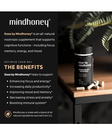 MindHoney Dose 60ct: Premium Nootropic Adaptogen Brain Supplement for Memory, Focus, Energy, and Mood with Lion's Mane, Cordyceps, Chaga, Reishi, Ashwagandha, L-Theanine, Vitamin B, and More - Buy Online on GoSupps.com