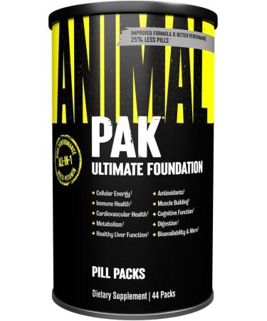 Animal Pak - Convenient All-in-One Vitamin & Supplement Pack - Zinc Vitamins C B D Amino Acids and More - Sports Nutrition Performance Mulitvitamin for Women & Men - Updated Version - 44 Count 44 Count Unflavored Packs 44 Count (Pack of 1)