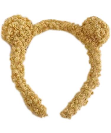 Winter Bear Ears Headband for Women and Girls - Cute Curly Faux Fleece Pompom Hair Hoop for Makeup and Parties - Buy Online on GoSupps.com