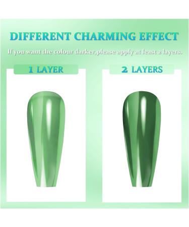 Chrome Nail Polish Green Nail Polish - Metal Mirror Effect Nail Varnish Quick Drying Nail Polish - Long Lasting No UV Needed Nail Art Nail Gel Polish at Home DIY Manicure 7ml - Buy Online on GoSupps.com