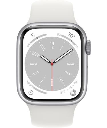 Apple Watch Series 8 GPS 41mm Smart Watch - Silver Aluminum Case with White Sport Band Fitness Tracker with Blood Oxygen & ECG Apps Always-On Retina Display Water Resistant 41mm M/L Fits 150-200mm Wrists - Buy Online on GoSupps.com