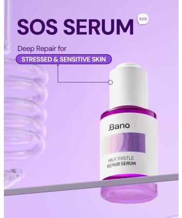 BANO Milk Thistle Repair Serum - Skin Barrier Repair Essence | Calming & Hydrating Face Serum with Centella for Sensitive Skin | Fast-Absorbing | Korean Skin Care | Fragrance Free | 1.01 fl oz - Buy Online on GoSupps.com