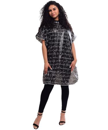 Betty Dain Hair Stylist Shampoo Cape - Waterproof & Stain Resistant Vinyl - Durable & Reusable Cover - Black Secret Messages - 36 x 54 inches - Buy Online on GoSupps.com