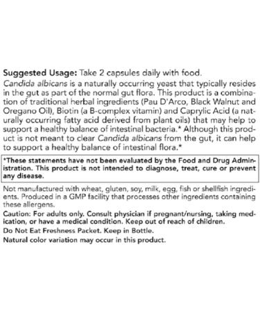 Rachelstea Candida Support Intestinal Flora with PAU D'Arco Oregano Oil Black Walnut and Caprylic Acid 90 Veg Capsules A Dietary Vegetarian/Vegan Supplement - Buy Online on GoSupps.com