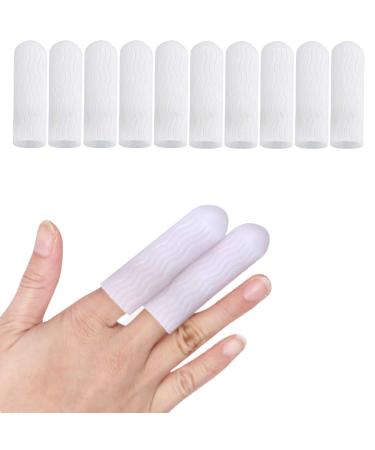 10 Pcs Silicone Finger Protectors Gel Finger Support Finger Sleeves Finger Caps for Finger Arthritis Trigger Finger Corn Blister Friction and Rubbing. (White)
