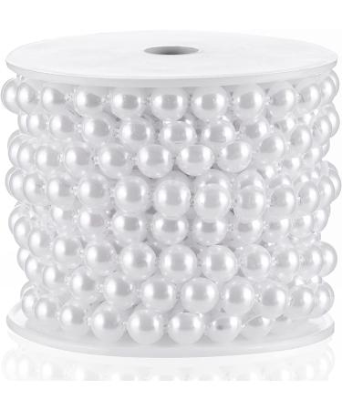 Flat Pearl Garland String 11 Yards  10MM Half-Round Beaded Spool Roll Crafts for Wedding Decoration (White) White 10mm 11 Yards