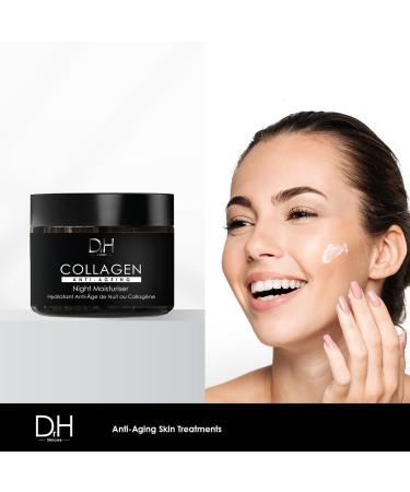 Dr H Collagen Anti-Ageing Night Moisturiser 60ml - Powerful Anti-Aging Skincare with Collagen Palmitoyl Tripeptide-1 and Lactic Acid | Moisturize Firm Reduce Fine Lines & Improve Skin Texture - Buy Online on GoSupps.com