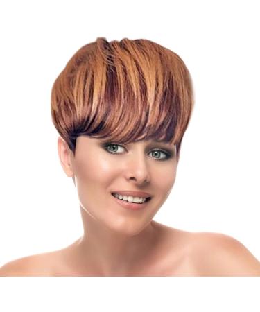 Synthetic Hair Bundles Button Women's Fluffy Black Gradient Brown Wig Fluffy Lifelike Short Straight Hair Cap Lace Front Wigs And One Size Gold - Buy Online on GoSupps.com
