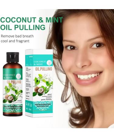 Coconut Oil Pulling Mouthwash - Mint Flavor Alcohol-Free Teeth Whitening & Tongue Scraper Set for Fresh Breath - Buy Online on GoSupps.com