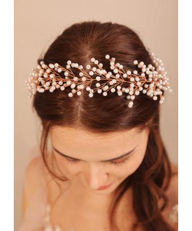 BERYUAN Women Pearls Wedding Headband Pearls Bridal Hair Accessories Princess Wedding Hairpiece Pearls Wedding Hair Vine for Women Girls (gold) - Buy Online on GoSupps.com