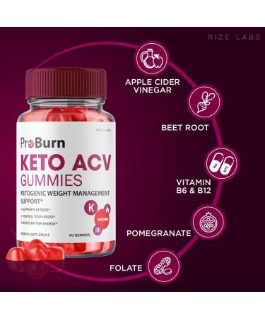 Pro Burn Keto Gummies with Apple Cider Vinegar - Weight Loss Energy Booster (60 Gummies) - Buy Online on GoSupps.com
