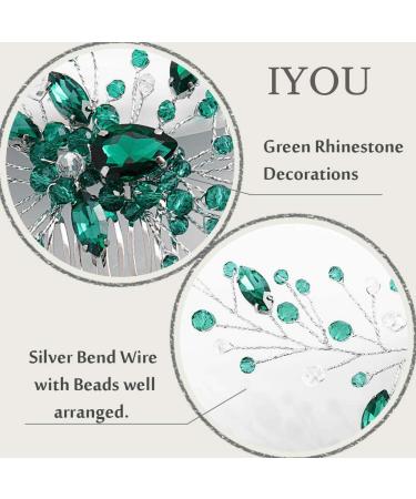IYOU Princess Green Crystal Hair Comb - Bridal Wedding Headpiece for Girls & Women - Silver Accessories - Buy Online on GoSupps.com