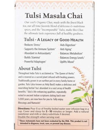 Organic India Tulsi Masala Chai - 18 Infusion Bags (1.33 oz) - Herbal Wellness Tea - Buy Online on GoSupps.com