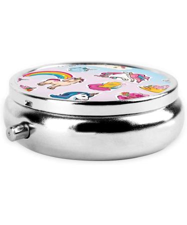 Rainbow Round Pill Box - 3 Compartment Mini Decorative Travel Holder | Portable Medicine Organizer for Vitamins & Tablets - Buy Online on GoSupps.com