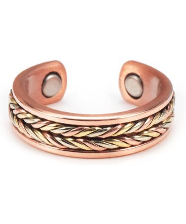 EnerMagiX Tri Tone Pure Copper Magnetic Rings for Women - 2 Magnets, Braided Design - Buy Online on GoSupps.com