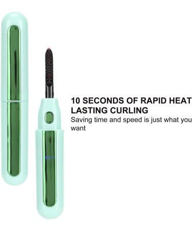 Heated Eyelash Curler Electric Heating Lash Curler Mini Portable Makeup Electric Curling Fast Anti Burn Long Lasting USB Rechargeable with Built in Comb for Women (Green) - Buy Online on GoSupps.com