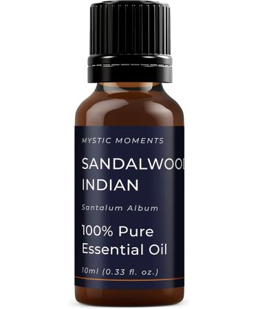 Mystic Moments Sandalwood Indian Essential Oil 10ml | Pure Natural Vegan Oil for Diffusers Aromatherapy & Massage - GMO-Free - Buy Online on GoSupps.com